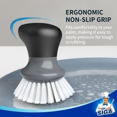 MR.SIGA Dish Scrub Brush, Palm Brush Scrubber 2.9 x 2.7x 3.7 inch, Gray