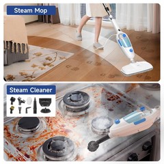 Steam Mop for Floor Cleaning, 10in1 Multi Purpose 23ft Cord Mop, White