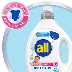 all Baby,Gentle for Baby,Liquid Laundry 75 Fl Oz (Pack of 2), Clear