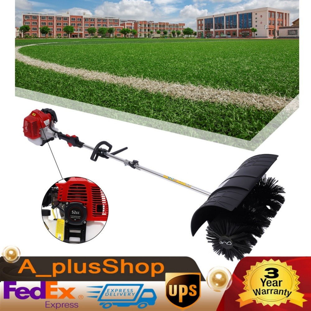 52CC Handheld Sweeper Broom Gas Power Driveway Turf Artificial Grass Snow Clean