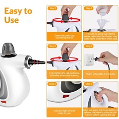 Handheld Pressurized Steam Cleaner with 12 pcs Accessories, Small, Deep Gray