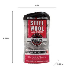 Rhodes American 10121116 4-Grade Medium Steel Wool Pad 4 x 8 in. (Pack of 6)