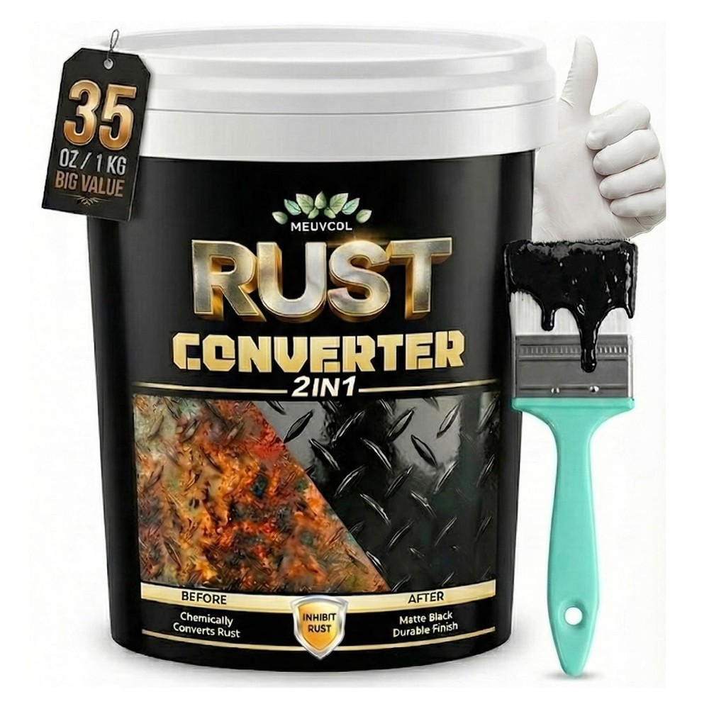 2 in 1 Rust Converter Metal Primer, 35 oz Black Rust Reformer Paint for Meta…