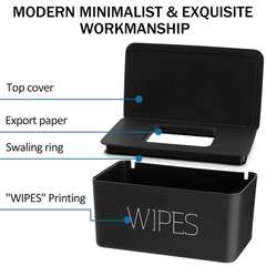 NOVWANG Wipes Dispenser, Large Capacity Baby Wipe 8.2×4.9×3.9in, Black