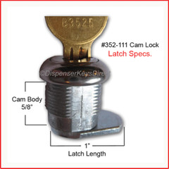 Bobrick Cam Lock Set #352-111 for Coin Box Sanitary Napkin Vending Units (1/set)
