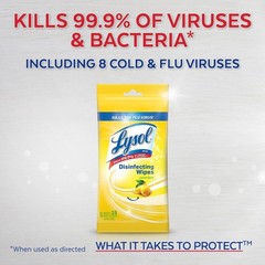 Lysol Disinfecting Wipes To Go Lemon & Lime Blossom Travel Size 15ct Pack of 8