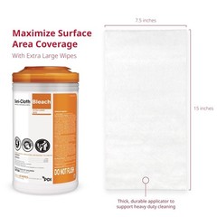 PDI Sani-Cloth Bleach Germicidal Disposable Wipe 65ct 7.5×15 in (19×38.1 cm) XL