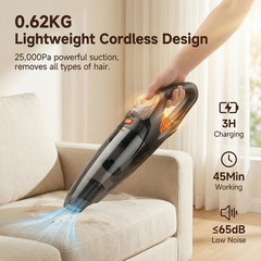 Handheld Vacuum Cordless, 25000Pa Powerful Suction Car Portable Orange