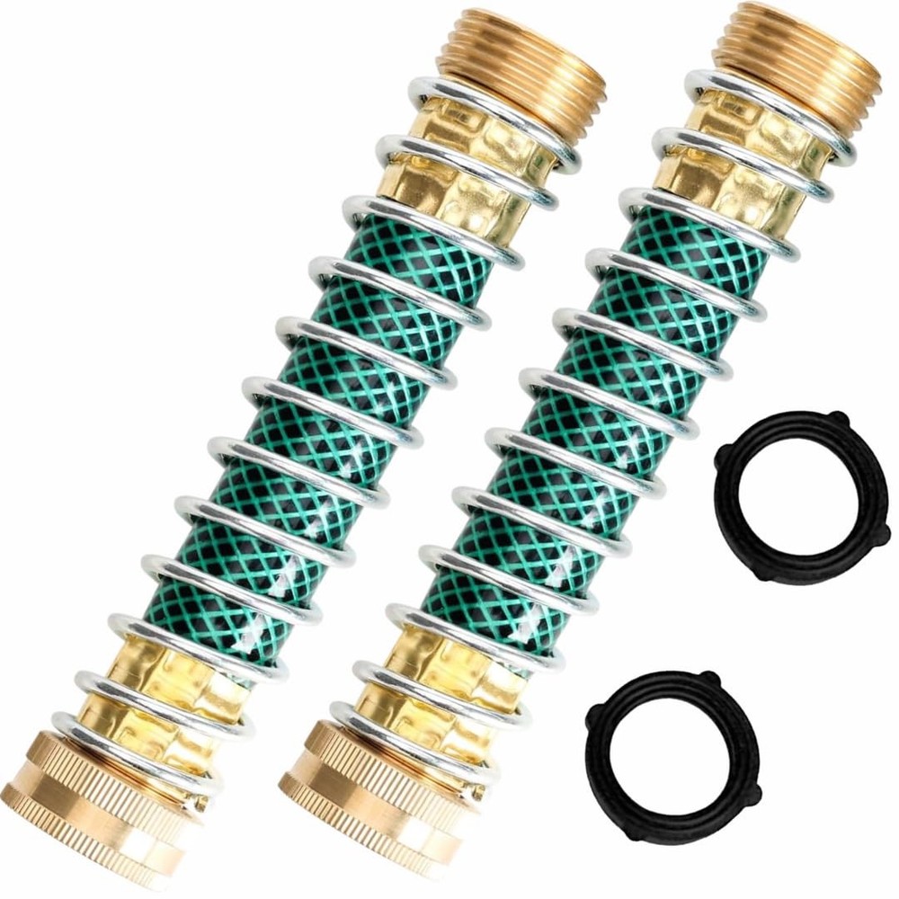 Hose Extension Adapter 2-Pack, 3/4″ Solid Brass Garden Standard, Green
