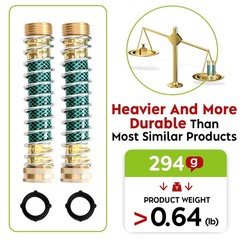 Hose Extension Adapter 2-Pack, 3/4″ Solid Brass Garden Standard, Green