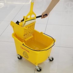 Commercial Mop Bucket 35 Quart with Side Press Wringer on Wheels Mop Included