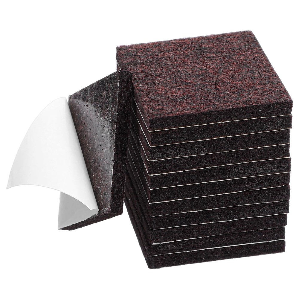 12Pcs 2×2 Inch Square Felt Furniture Pads, Self Adhesive Cuttable Anti Brown