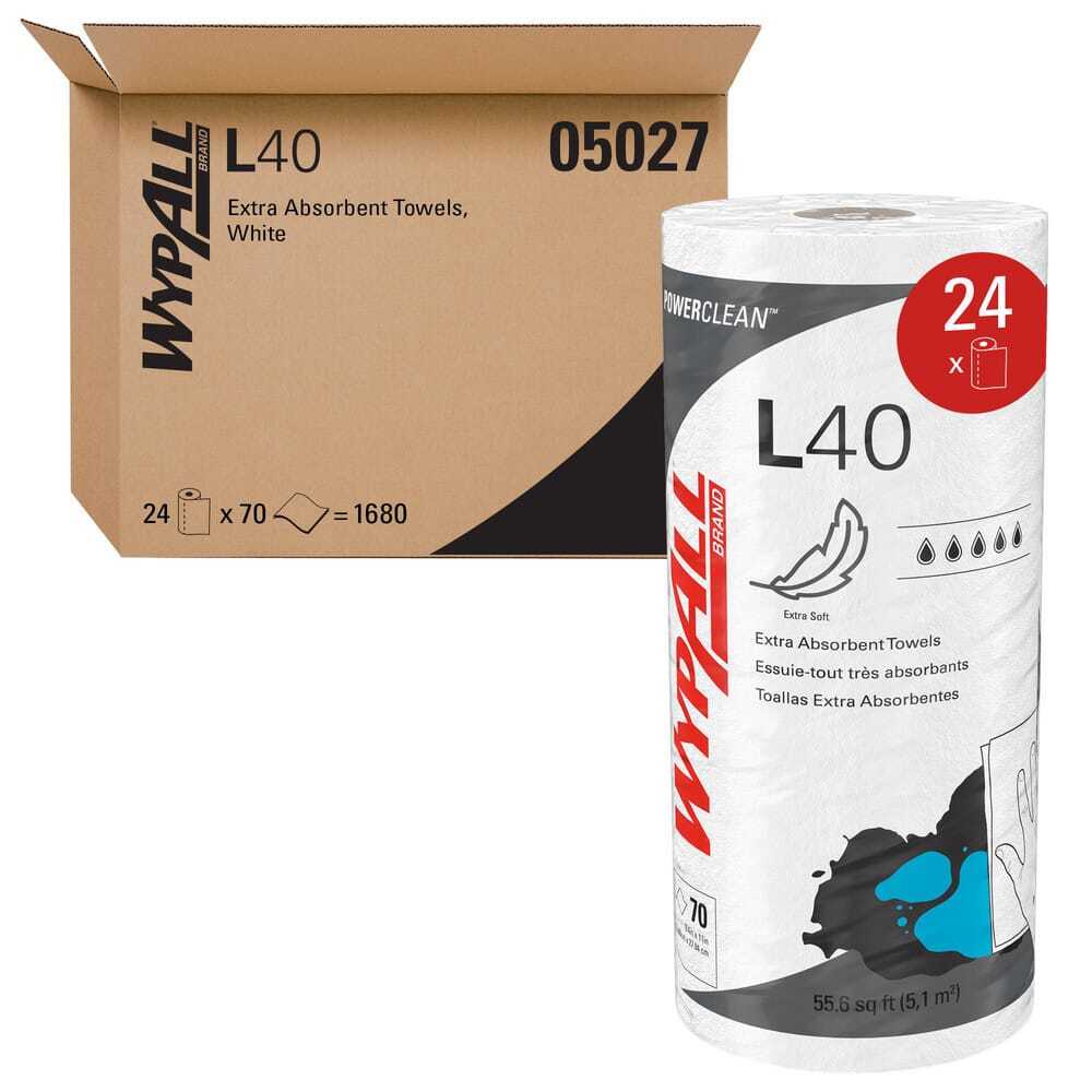24 Pack WypAll Wipes: L40, Small Roll, 11 x 11″ Sheet, White