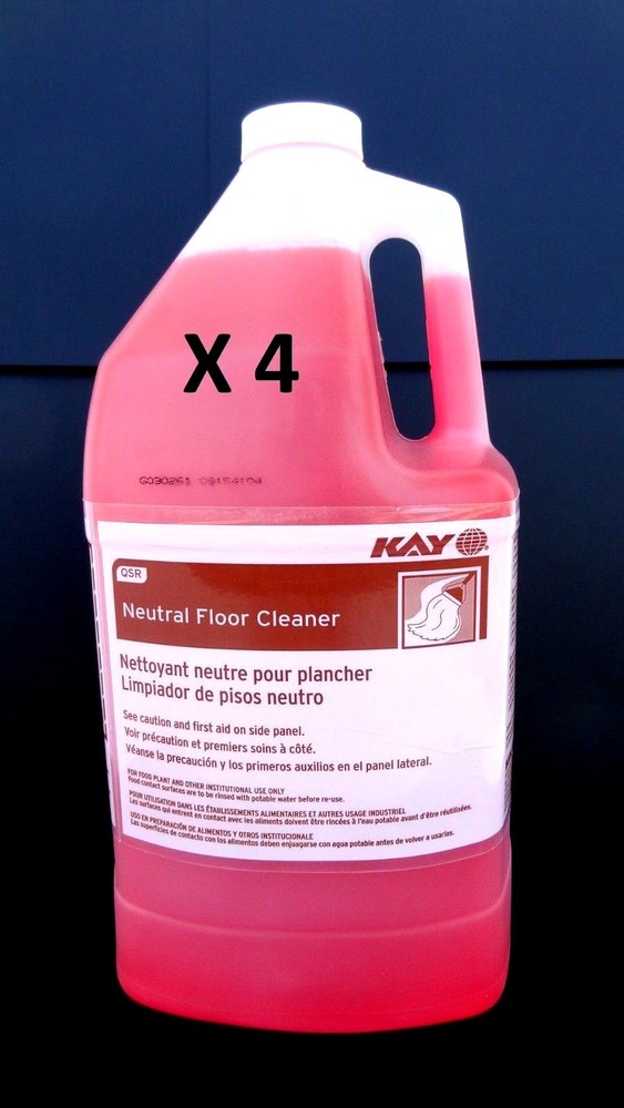 KAY Ecolab QSR Neutral Floor Cleaner Dilution Rate 0.5 oz/gal~ Case of 4 Bottles