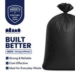 Plasticplace 55-60 Gallon Trash Bags Heavy Duty Black Garbage Bags 100 Count