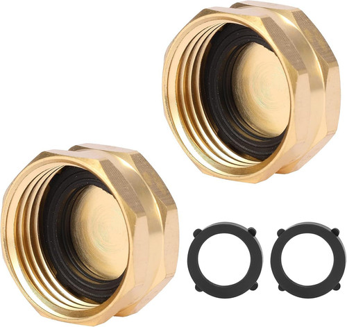 2 Pack Garden Hose End Caps with Washers, Brass Spigot Cap, 3/4″ 2 Pack, Cap