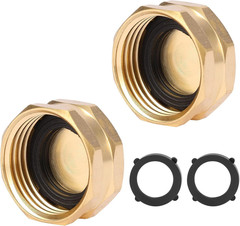 2 Pack Garden Hose End Caps with Washers, Brass Spigot Cap, 3/4″ 2 Pack, Cap