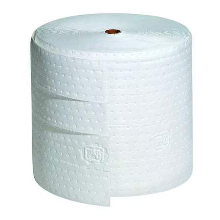 Pig Mat443 Sorbent Roll, 19 Gal, 15 In X 150 Ft, Oil, White, Polypropylene