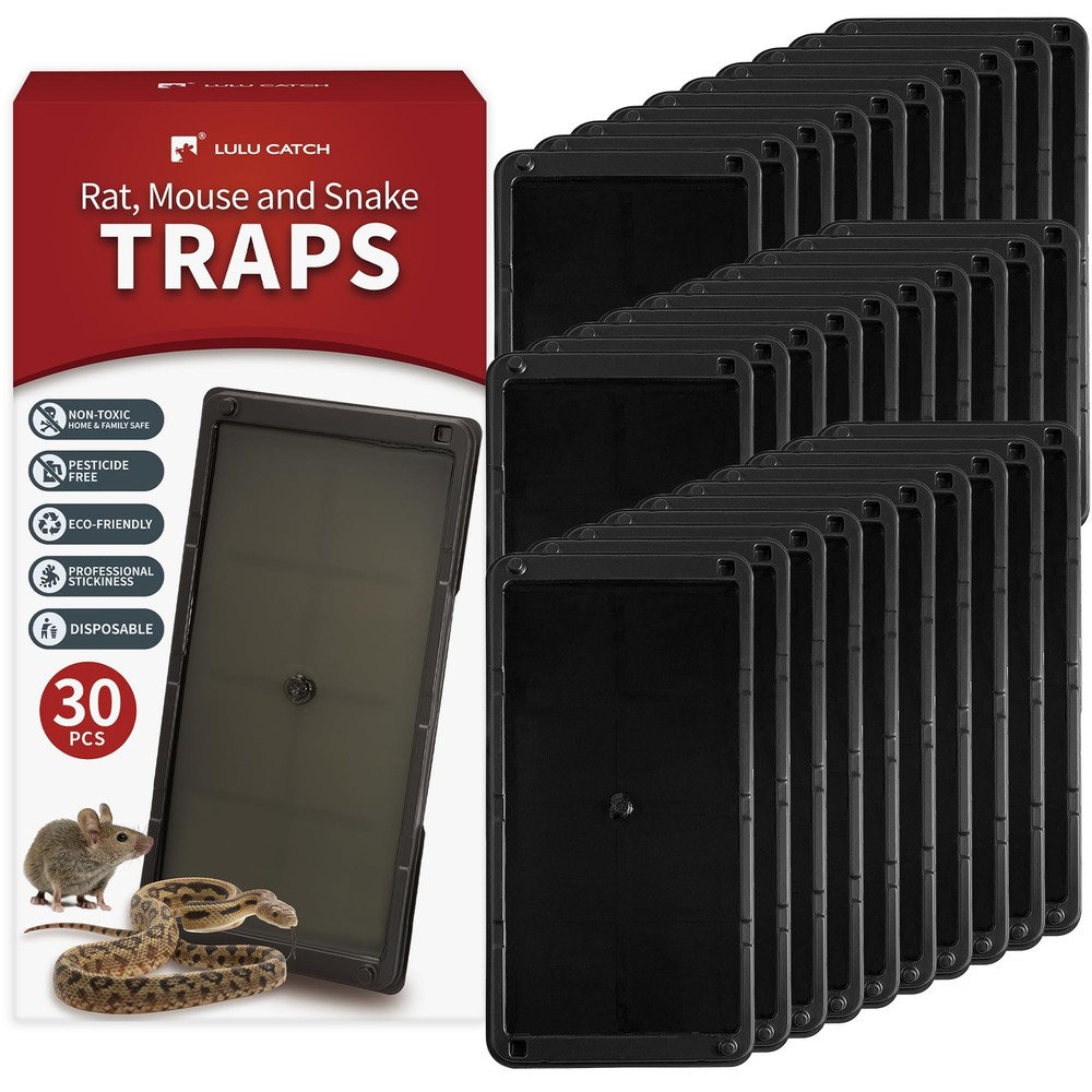 LULUCATCH Mouse Glue Traps 30 Pack, Larger & Heavier Plastic 30 Black