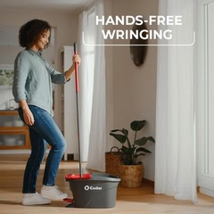 O-Cedar EasyWring Microfiber Spin Mop & Bucket System Floor Cleaner Red Gray