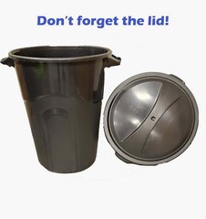 32 Gallon Plastic Trash Can with Lid, Indoor/Outdoor Use, Black (Pack of 2)