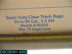 Global Industrial Super Duty Clear Trash Bags 55 to 60 Gal 2.5 Mil, 75 Bags/Case