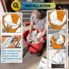 5 Pack VF3502 Replacement for Rigid Shop Vac Bags Size A, 5PK, white