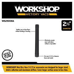 WORKSHOP Wet/Dry Vacs Shop Vacuum Accessories WS25008A Extension Wand Attachm…