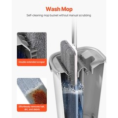 Uimoso Mop and Bucket with Wringer Set 3 Mop Pads Flat Squeeze Bucket Set