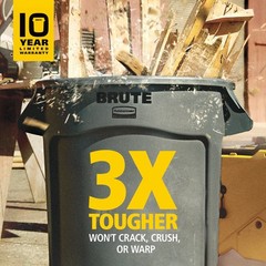 Rubbermaid Vented Brute 20 Gallon Gray Resin Container Without Lid