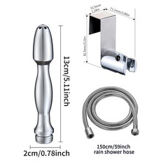 Shower Douche Enema Kit,7 Holes Deep Cleaning 59 Inch, Silver