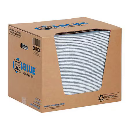 Pig Blu106 Sorbent Pad, 17 Gal, 15 In X 19 In, Universal, Blue, Fibers