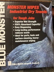 Blue Monster #77100 9″ x 12″ Industrial Dry Towels 220 Towels In Dispenser Pack