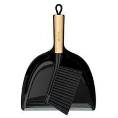 MR.SIGA Dustpan and Brush Set, Portable Cleaning 11.8 x 9.2 x 3.1 inch, Black