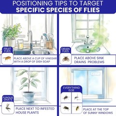 50 Window Fly Traps Sticky Non-Toxic Clear Paper Indoor for Transparent
