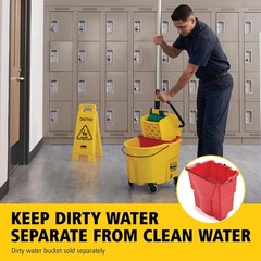 35Qt Mop Bucket & Side Press Wringer Combo on Wheels Heavy Duty Yellow