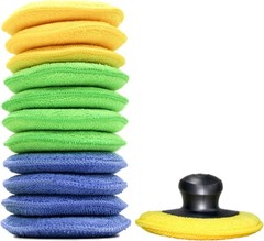 Polyte Microfiber Detailing Wax Applicator Pad w/2 Handles, 5 in, 12 Pa