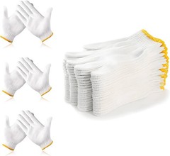Unisex white cotton polyester knittedsafety gloves,suitable for gardening
