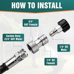 Garden Hose to Pressure Washer Adapter 1 Pack Silver Connector Fitting