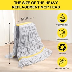 KeFanta 3 Pack Heavy Duty Commercial Mop Head Replacement,Wet Industrial Cott…