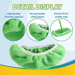 AmaVins Reusable 100% Coral Fleece Mop Pads 10.3” x 4.4”, A-green 3 Pack