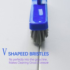 ITTAR Grout Brush with Long Adjustable Handle, Swivel Scrub Brush, Blue Head