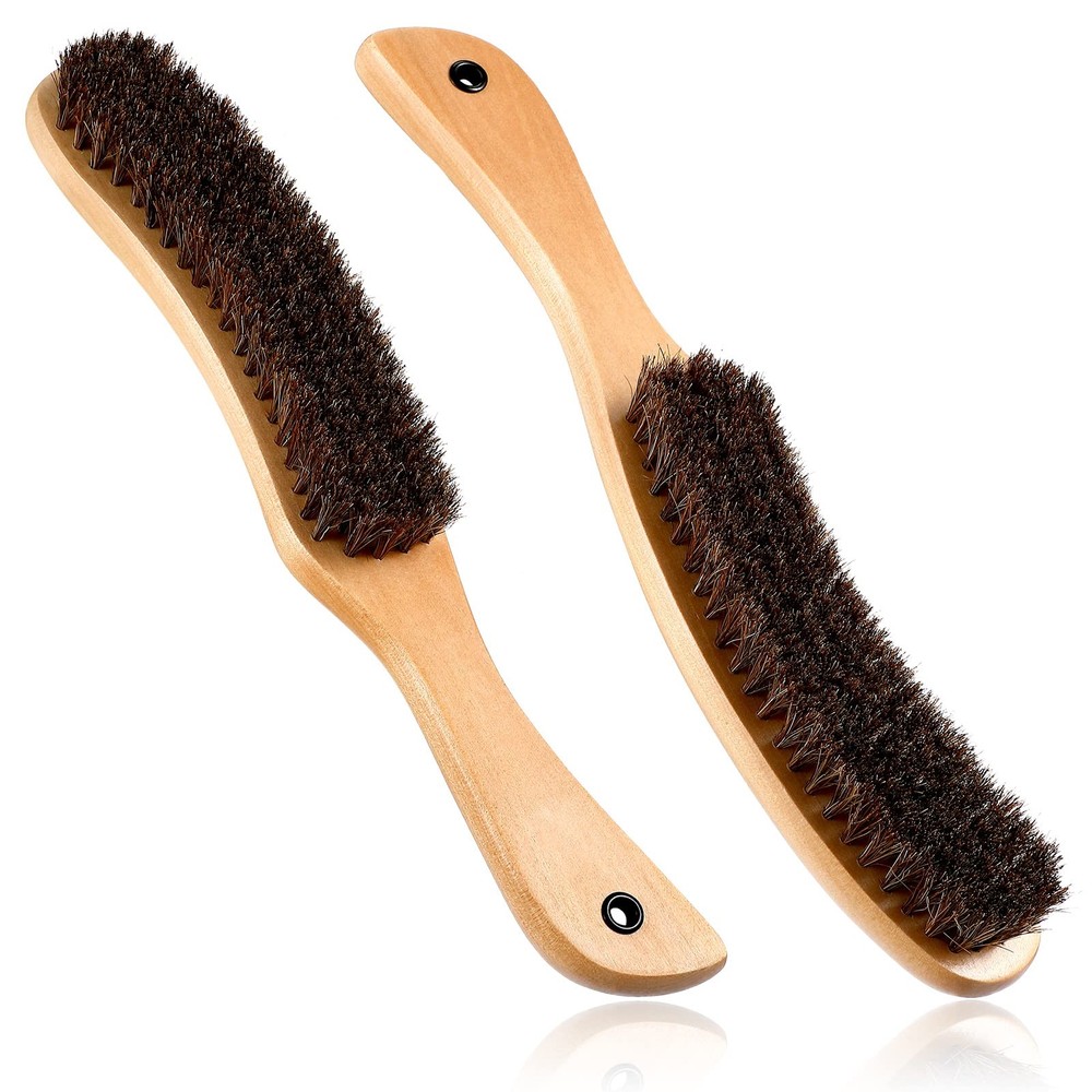 Patelai 2 Pcs Felt Hat Brush Wooden Cowboy Horse Hair for Wood