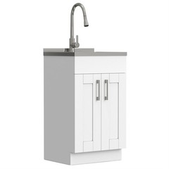 Modern Wide Shaker 20-inch Utility Sink & Cabinet in Pure White