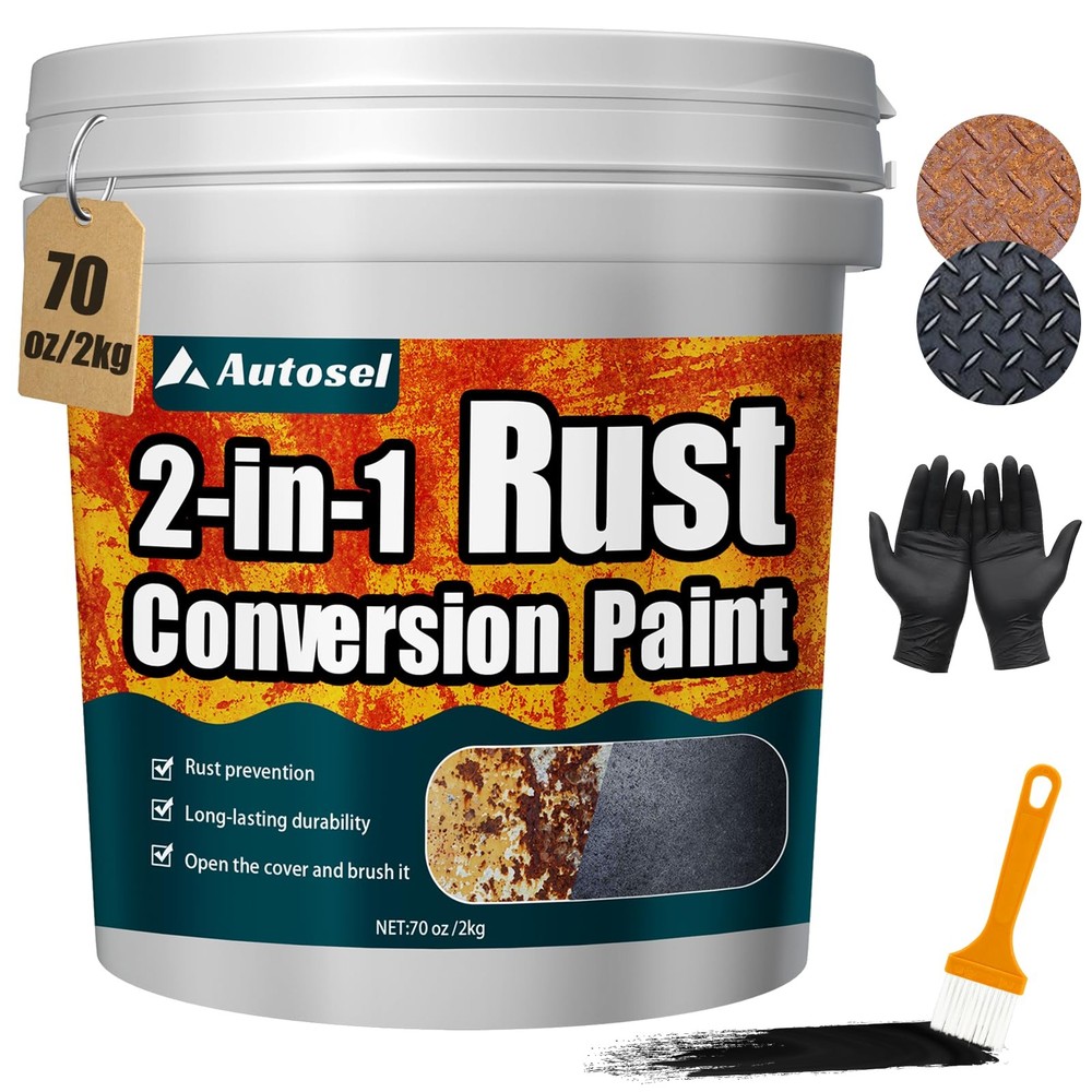 2-in-1 Rust Converter Metal Primer, Black Paint for Metal, Rust Conversion P…