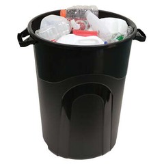 32 Gallon Plastic Trash Can with Lid, Indoor/Outdoor Use, Black (Pack of 2)