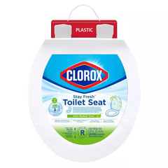 Round Stay Fresh Scented Plastic Toilet Seat in White with Easy-Off Hinges