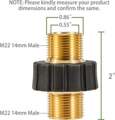 Pressure Washer Adapter Set, M22-14mm Male Fitting to 14mm, Gold, Black