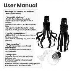 QWORK Professional Light Bulb Changer Kit – 3 Piece Set – 2.25 inches, Black