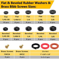NBRINGO 258 PCS Faucet Washers Assorted Kit – 32 Sizes Plumbing 32, Black